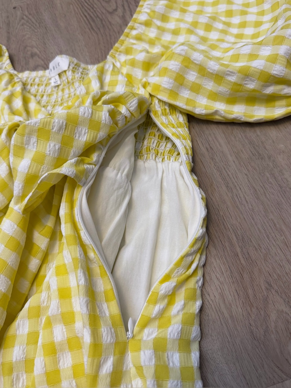 Yellow Gingham Tie-Front Maxi Dress with Puff Sleeves by Mable - Picture 8 of 10